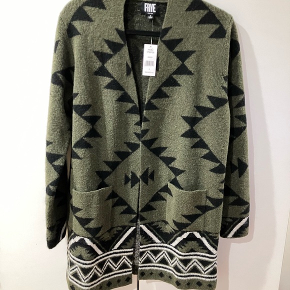 Frye Women’s Green Aztec Cardigan Size Small - Picture 2 of 11